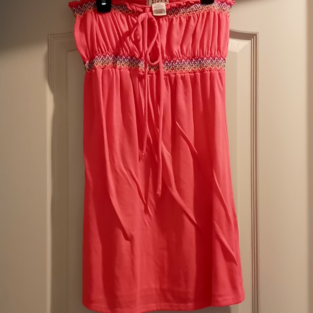 Neon pink bathing suit coverup